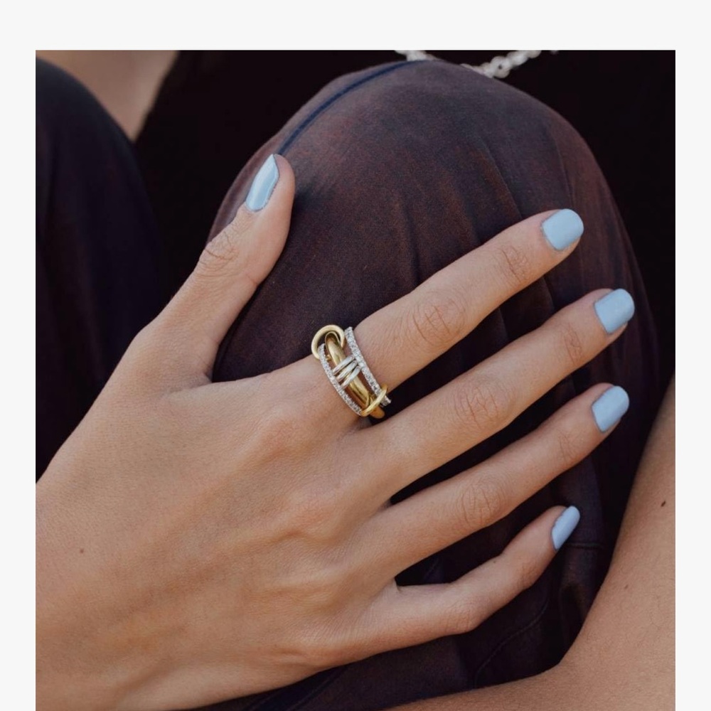 Stacked Gold Mixed Metal Ring Size 8